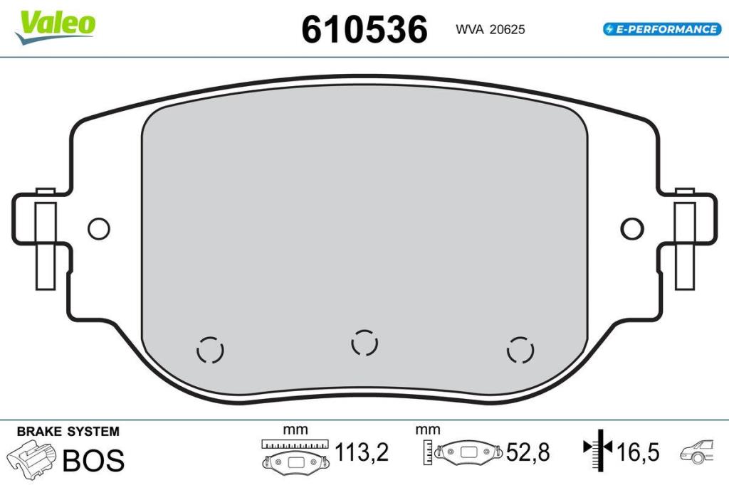 Jogo de 4 pastilhas de travão VALEO ref. 610536